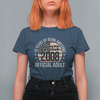 Funny 18th Birthday T Shirt For Women 18 Years Of Being Awesome Vintage 2008 Official Adult American Flag