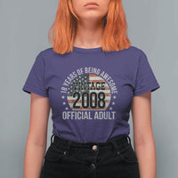 Funny 18th Birthday T Shirt For Women 18 Years Of Being Awesome Vintage 2008 Official Adult American Flag