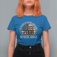 Funny 18th Birthday T Shirt For Women 18 Years Of Being Awesome Vintage 2008 Official Adult American Flag