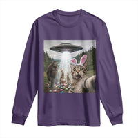 Funny Cat Selfie with Easter Bunny Bigfoot UFO Long Sleeve Shirt