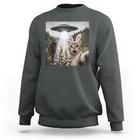 Funny Cat Selfie with Easter Bunny Bigfoot UFO Sweatshirt