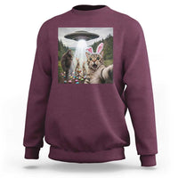 Funny Cat Selfie with Easter Bunny Bigfoot UFO Sweatshirt