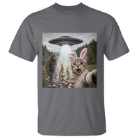Funny Cat Selfie with Easter Bunny Bigfoot UFO T Shirt