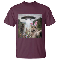 Funny Cat Selfie with Easter Bunny Bigfoot UFO T Shirt
