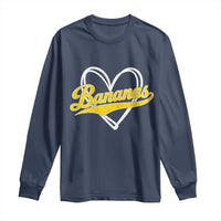 Bananas Vintage Heart Baseball Fan Game Day Long Sleeve Shirt