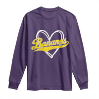 Bananas Vintage Heart Baseball Fan Game Day Long Sleeve Shirt