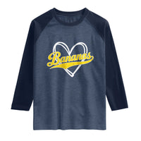 Bananas Vintage Heart Baseball Fan Game Day Raglan Shirt