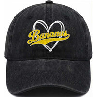 Bananas Vintage Heart Baseball Fan Game Day Washed Cotton Baseball Cap