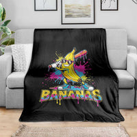 Funny Bananas Baseball Drip Ice Cream Sports Splatter Throw Blanket