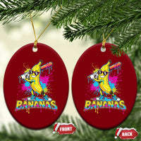 Funny Bananas Baseball Drip Ice Cream Sports Splatter Ceramic Ornament