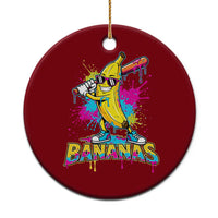 Funny Bananas Baseball Drip Ice Cream Sports Splatter Ceramic Ornament