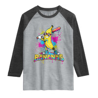 Funny Bananas Baseball Drip Ice Cream Sports Splatter Raglan Shirt