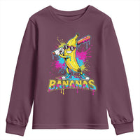 Funny Bananas Baseball Drip Ice Cream Sports Splatter Youth Sweatshirt