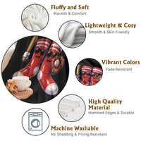 Funny Red Socks Playing Baseball Graphic Sport Game Day Throw Blanket