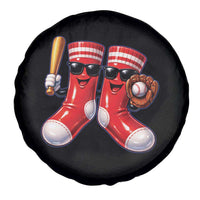 Funny Red Socks Playing Baseball Graphic Sport Game Day Spare Tire Cover