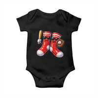 Funny Red Socks Playing Baseball Graphic Sport Game Day Baby Onesie