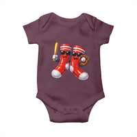 Funny Red Socks Playing Baseball Graphic Sport Game Day Baby Onesie