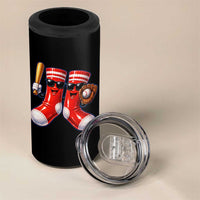 Funny Red Socks Playing Baseball Graphic Sport Game Day 4 in 1 Can Cooler Tumbler