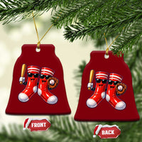 Funny Red Socks Playing Baseball Graphic Sport Game Day Ceramic Ornament