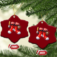 Funny Red Socks Playing Baseball Graphic Sport Game Day Ceramic Ornament