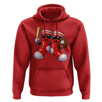 Funny Red Socks Playing Baseball Graphic Sport Game Day Hoodie
