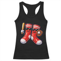 Funny Red Socks Playing Baseball Graphic Sport Game Day Racerback Tank Top