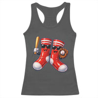Funny Red Socks Playing Baseball Graphic Sport Game Day Racerback Tank Top
