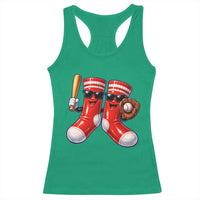 Funny Red Socks Playing Baseball Graphic Sport Game Day Racerback Tank Top