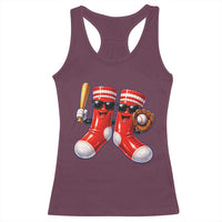 Funny Red Socks Playing Baseball Graphic Sport Game Day Racerback Tank Top