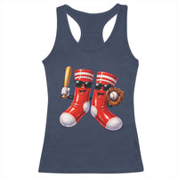 Funny Red Socks Playing Baseball Graphic Sport Game Day Racerback Tank Top