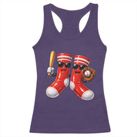 Funny Red Socks Playing Baseball Graphic Sport Game Day Racerback Tank Top