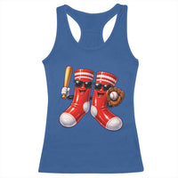 Funny Red Socks Playing Baseball Graphic Sport Game Day Racerback Tank Top