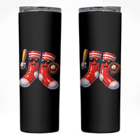 Funny Red Socks Playing Baseball Graphic Sport Game Day Skinny Tumbler