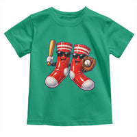 Funny Red Socks Playing Baseball Graphic Sport Game Day Toddler T Shirt