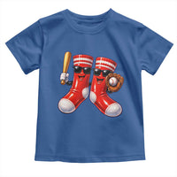 Funny Red Socks Playing Baseball Graphic Sport Game Day Toddler T Shirt