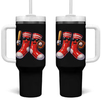 Funny Red Socks Playing Baseball Graphic Sport Game Day Tumbler With Handle