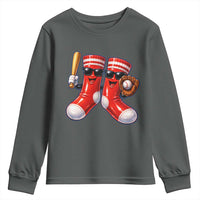Funny Red Socks Playing Baseball Graphic Sport Game Day Youth Sweatshirt