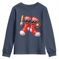 Funny Red Socks Playing Baseball Graphic Sport Game Day Youth Sweatshirt