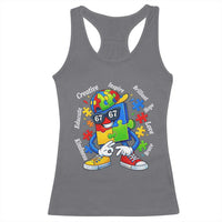 Funny 67 Autism Awareness Racerback Tank Top Six Seven Puzzle Meme Creative Brilliant Hope Love Kindness