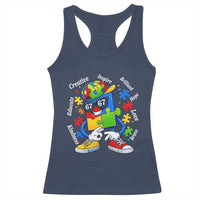 Funny 67 Autism Awareness Racerback Tank Top Six Seven Puzzle Meme Creative Brilliant Hope Love Kindness
