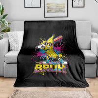 Funny Bruh Banana Baseball Drip Ice Cream Sports Splatter Throw Blanket
