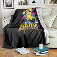 Funny Bruh Banana Baseball Drip Ice Cream Sports Splatter Throw Blanket