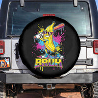 Funny Bruh Banana Baseball Drip Ice Cream Sports Splatter Spare Tire Cover