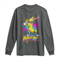 Funny Bruh Banana Baseball Drip Ice Cream Sports Splatter Long Sleeve Shirt