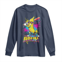 Funny Bruh Banana Baseball Drip Ice Cream Sports Splatter Long Sleeve Shirt