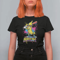 Funny Bruh Banana Baseball Drip Ice Cream Sports Splatter T Shirt For Women