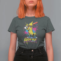 Funny Bruh Banana Baseball Drip Ice Cream Sports Splatter T Shirt For Women