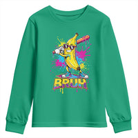 Funny Bruh Banana Baseball Drip Ice Cream Sports Splatter Youth Sweatshirt