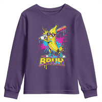 Funny Bruh Banana Baseball Drip Ice Cream Sports Splatter Youth Sweatshirt