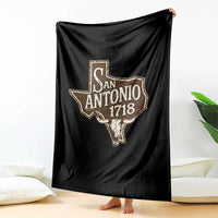 Vintage San Antonio Texas Est 1718 Longhorn Cow Skull Throw Blanket